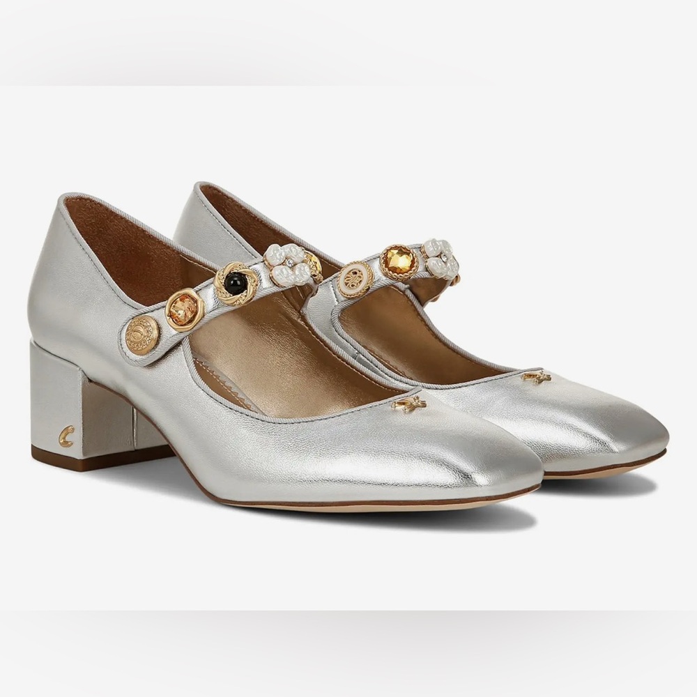 Circus by Sam Edelman Silver Embellished Mary Jane Pumps -Elaine NEW